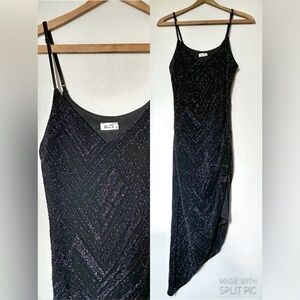 90s/y2k Asymmetrical sparkly cocktail evening mini dress size small
